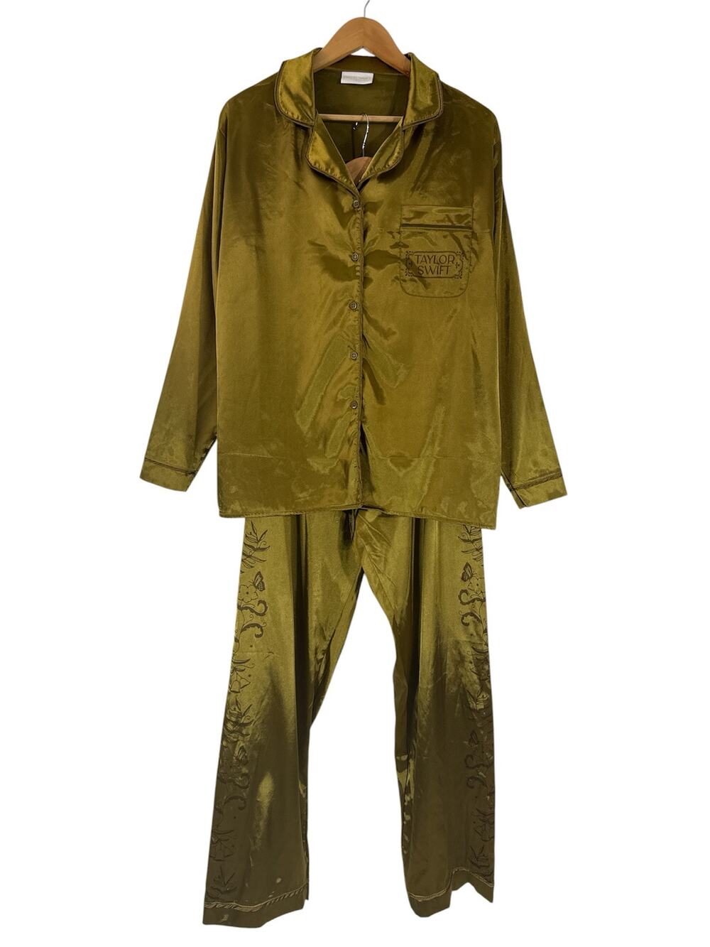 Taylor Swift Fearless Taylor’s Version Satin Pajama Set Gold Floral Size L